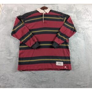 VTG OSCC Rugby Polo Shirt Mens Large Long Sleeve Striped Shoulder Pads 90s READ